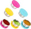 Salad Dressing Containers To Go; 6x1.5 oz Stainless Steel Food Containers with Lids; Small Silicone Dipping Sauce Cups Toddler Snack Containers Leakpr