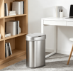 50L Brushed Silver Stainless Steel Automatic Sensor Trash Can, Touchless Motion Activated Garbage Bin with Auto Close Sealed Lid