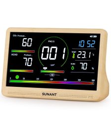 16 in 1 Air Quality Monitor Indoor Detects, CO2 Tester for CO2, TVOC, PM2.5, PM1.0, PM10, HCHO, Temperature Humidity AQI & Time
