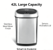 42L Stainless Steel Automatic Sensor Trash Can, Touchless Motion Sensor Garbage Bin with Lid