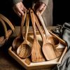 Natural Bamboo Cooking Utensil Set, Non-Stick Friendly Spatula Spoon, Eco-Friendly Dishwasher Safe Kitchen Tools