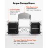 Folding Camping Table, Outdoor Portable Aluminum Lightweight Table, Quick Set-up Kitchen Cook Station, with Storage Organizer, Detachable Windscreen