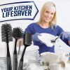 Dish Brush Set of 4 - Kitchen Scrub Brushes with Non-Slip Long Handle for Cleaning, Scrubber, Dishwashing, Dishes, Bottles, Straws, Cups, Pots & Sink