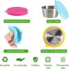 Salad Dressing Containers To Go; 6x1.5 oz Stainless Steel Food Containers with Lids; Small Silicone Dipping Sauce Cups Toddler Snack Containers Leakpr