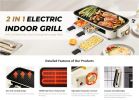 Smokeless Indoor Electric Grill with Removable Non-Stick Plate, 1500W Portable BBQ Griddle, Dishwasher Safe, Hot Pot Cooking, Kitchen Essential