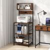 60 Inch Tall Microwave Stand with Open Shelves 10 Hanging Hooks