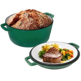 Multi-usage Cast Iron Dutch Oven for Stews/Braising (Type: Cookware, Color: Green)