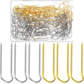 200 Pieces Fork Pins for Quilting Sewing Double Needlecraft Blocking Stainless Steel U-pins for DIY Sewing Jewelry Craft Making (Color: Silver)